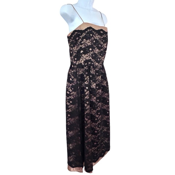 Vintage 90s Y2K Black Lace Satin Dress size M - Picture 2 of 13